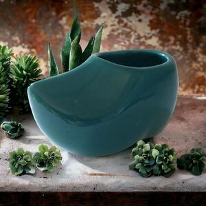 Vtg Pottery Clog Planter Air Plants Succulents Holland Dutch Shoe Teal MCM Mini.